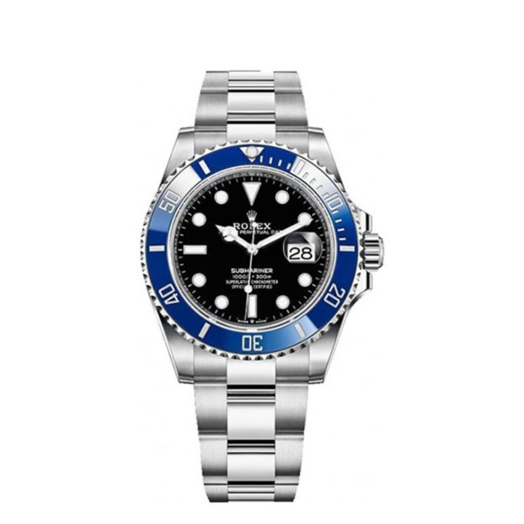 SMURF 41mm White Gold With Blue Ceramic Bezel And Black Dial Men’s Watch