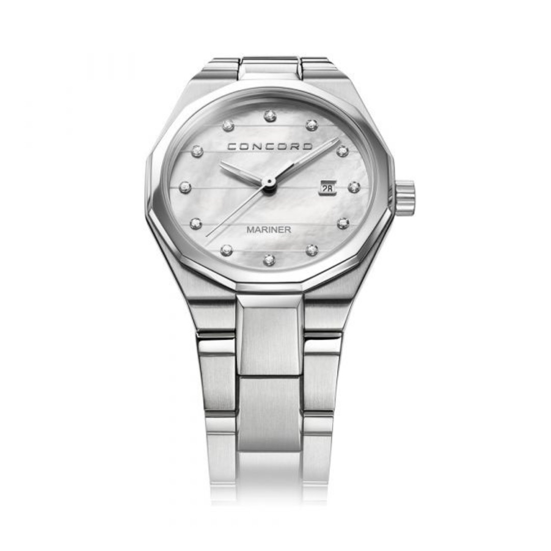 Concord Mariner 0320273 Quartz Steel White MOP Diamond Dial 41mm Ladies Watch