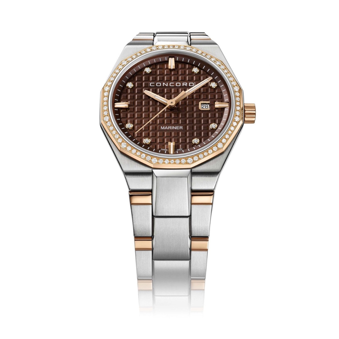 Concord Mariner 0320458 Quartz Steel Brown Diamond Dial 30mm Ladies Watch