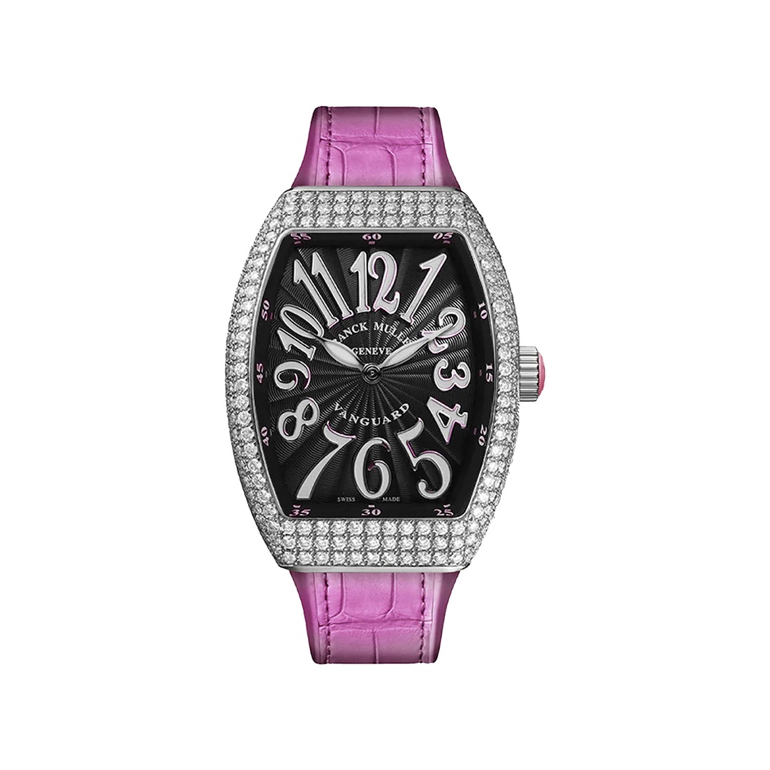 Franck Muller Vanguard V 32 QZ AC RS Quartz Diamond Bezel Black Dial Ladies Watch