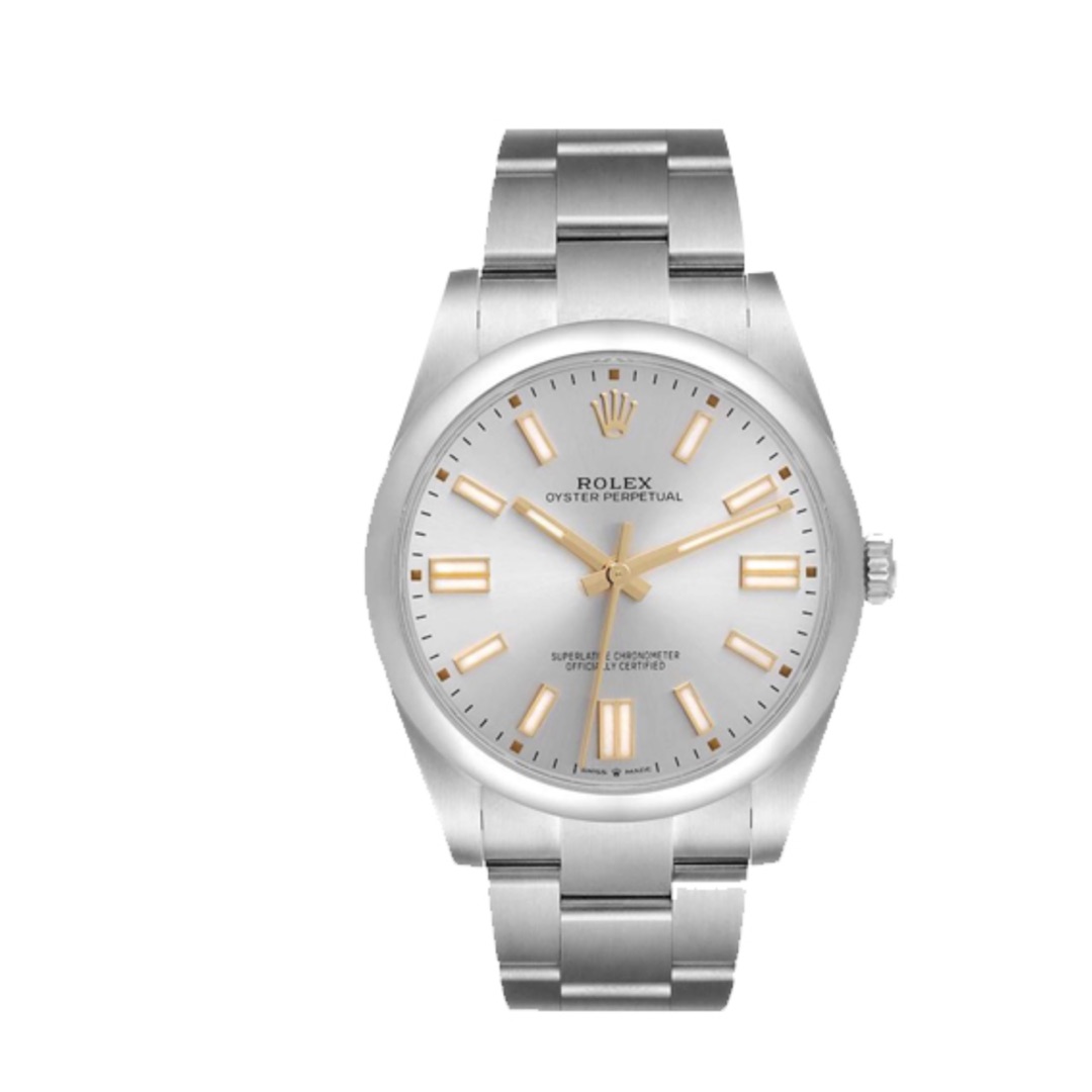 ROLEX OYSTER PERPETUAL SILVER SUNBUSRT DIAL