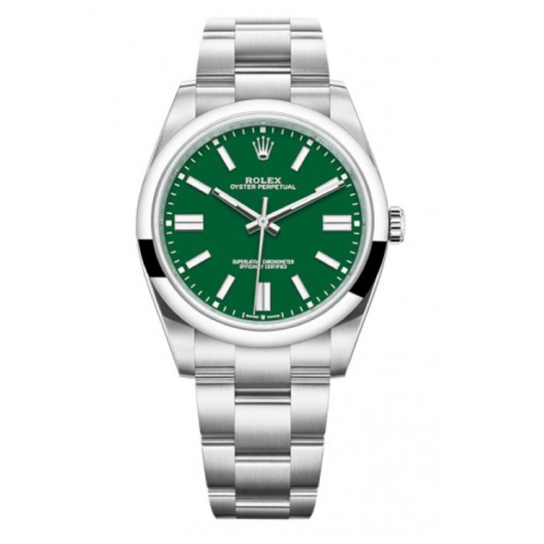 ROLEX OYSTER PERPETUAL STAINLESS STEEL GREEN DIAL 41MM