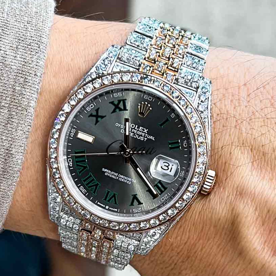 Rolex – Datejust 41 – Oystersteel & Everose – Jubilee – “Wimbledon” Dial – Custom Diamond-Set