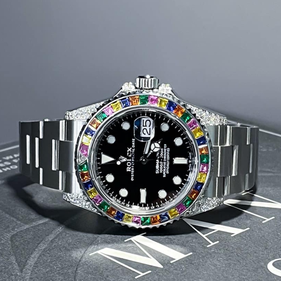 Rolex – Submariner Date – 41 mm – Oystersteel – Oyster – Black Dial – Custom Diamond-Set – “Haribo” Bezel