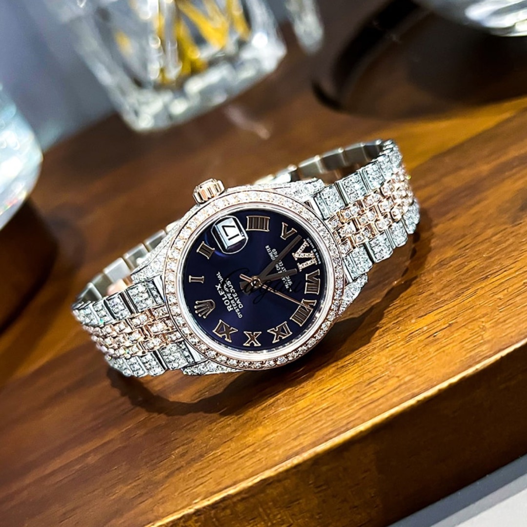 Rolex – Datejust 31 – Oystersteel & Everose Gold – Jubilee – Aubergine Diamond-Set Dial – Custom Diamond-Set