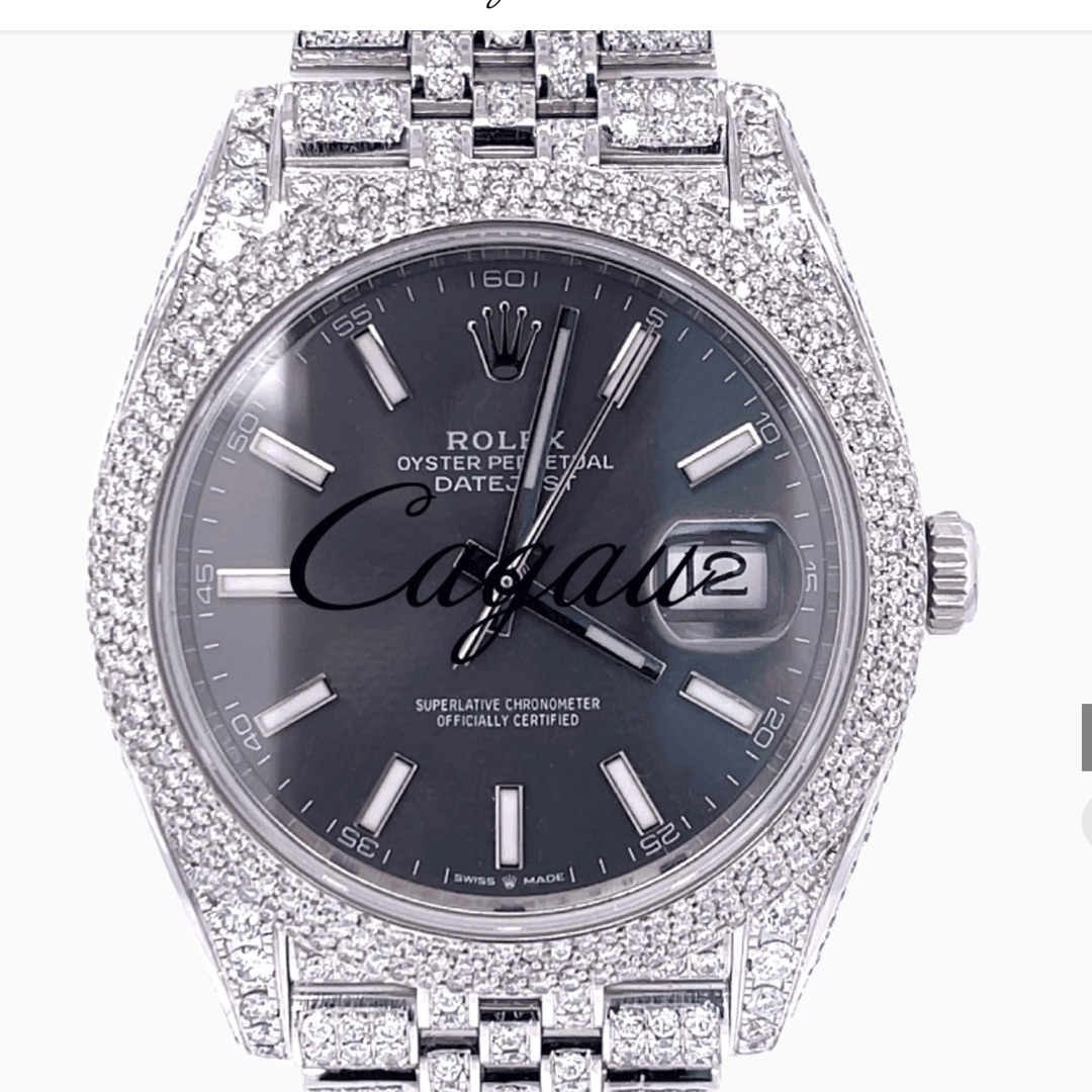 Rolex – Datejust 41 – Oystersteel – Jubilee – Slate Dial – Custom Diamond Set (Pavé Bezel)