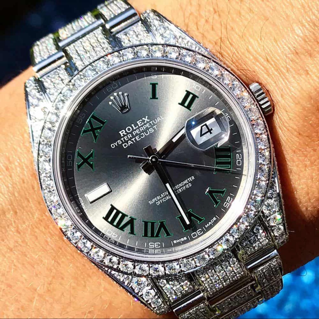 Rolex – Datejust 41 – Oystersteel – Oyster – “Wimbledon” Dial – Custom Diamond-Set