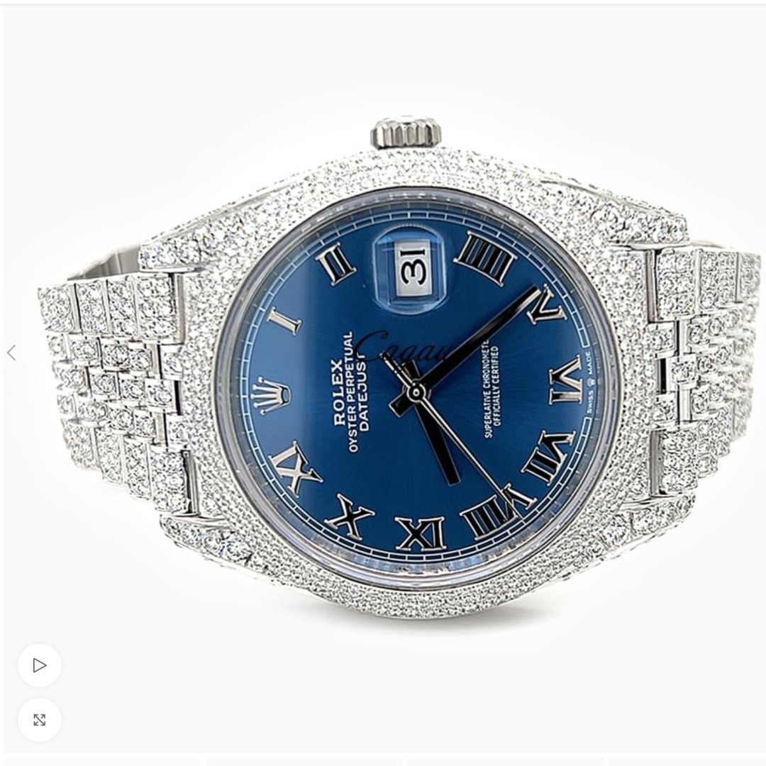 Rolex – Datejust 41 – Oystersteel – Jubilee – Azzurro Blue Dial – Custom Diamond-Set (Pavé Bezel)

