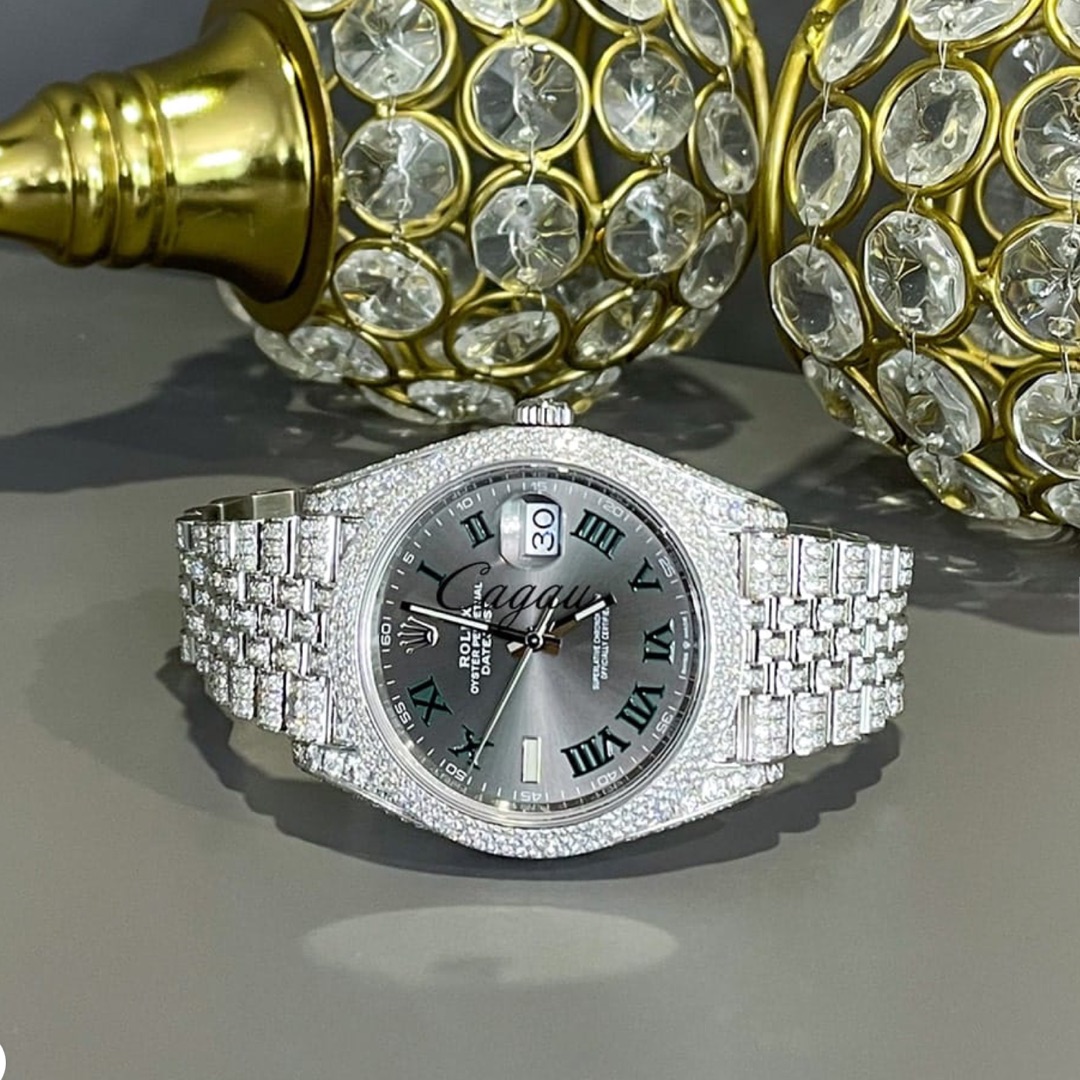 Rolex – Datejust 41 – Oystersteel – Jubilee – “Wimbledon” Dial – Custom Diamond-Set (Pavé Bezel)