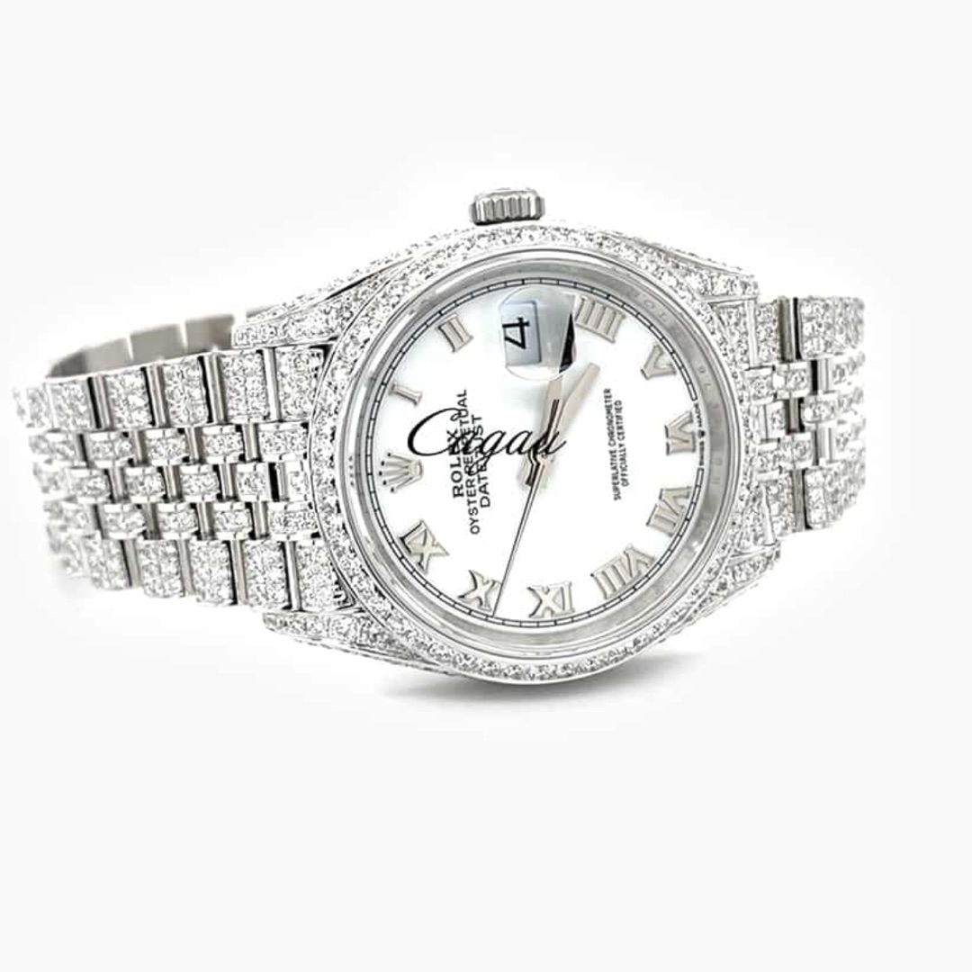Rolex – Datejust 36 – Oystersteel – Jubilee – White Dial – Custom Diamond-Set