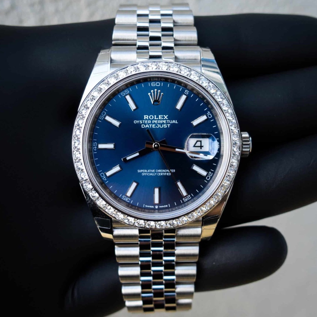 Rolex – Datejust 41 – Oystersteel – Jubilee – Blue Dial – Custom Diamond Bezel