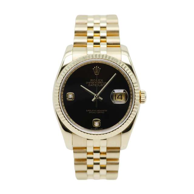 ROLEX DATEJUST 36 GELBGOLD "ONYX DIAL" 