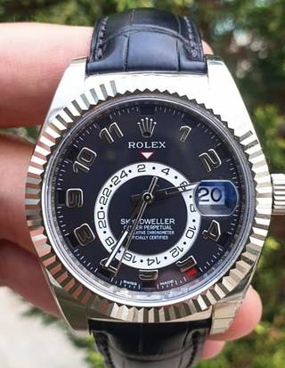 ROLEX SKY DWELLER BLACK WHITE GOLD 