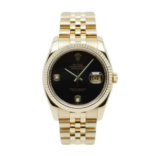 ROLEX DATEJUST 36 GELBGOLD "ONYX DIAL" 