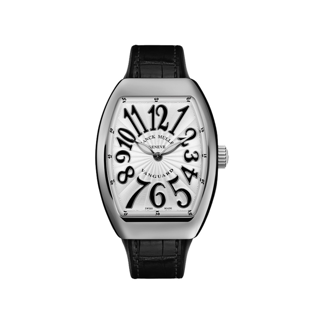 Franck Muller Vanguard V 32 QZ AC NR Quartz White Dial and Black Strap Ladies Watch