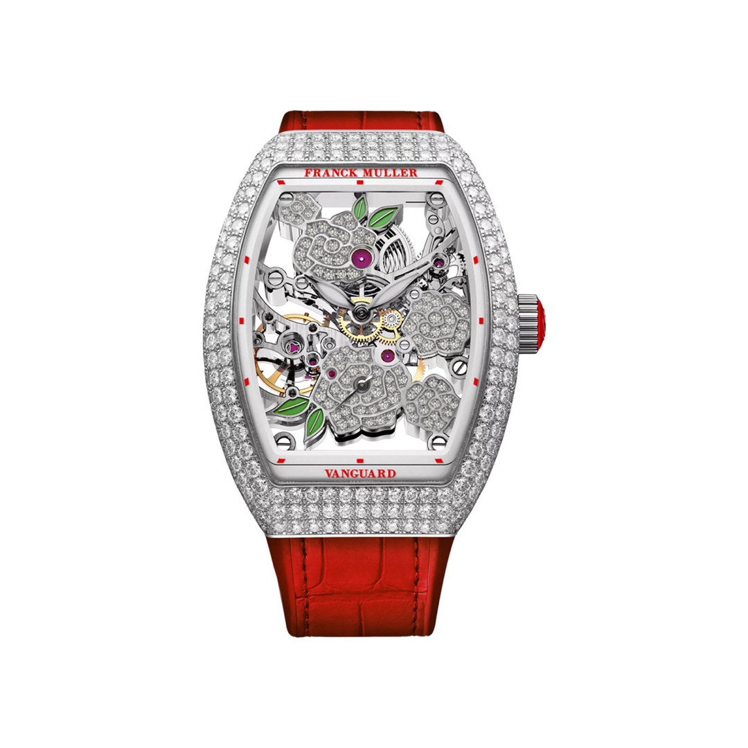 Franck Muller Vanguard V 32 S6 SQT ROSE D MVT D OG RG Lady Rose Skeleton Ladies Watch