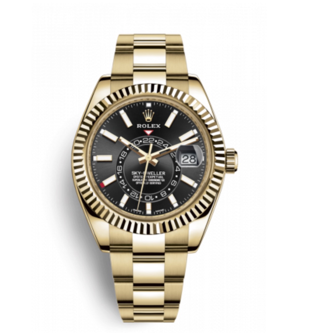 ROLEX SKY-DWELLER YELLOW GOLD BLACK DIAL 42MM