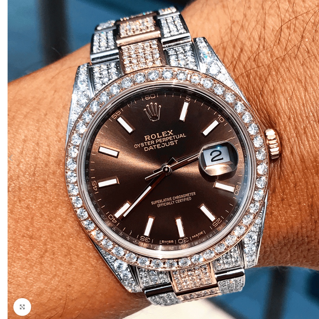 Rolex – Datejust 41 – Oystersteel & Everose Gold – Oyster – Chocolate Dial – Custom Diamond-Set