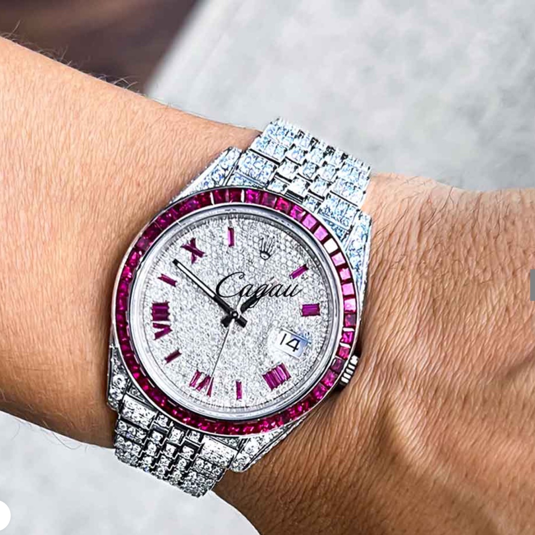 Rolex – Datejust 41 – Oystersteel – Jubilee – Custom Diamond-Set – “Covert” Ruby Numeral Dial – Gemstone Bezel