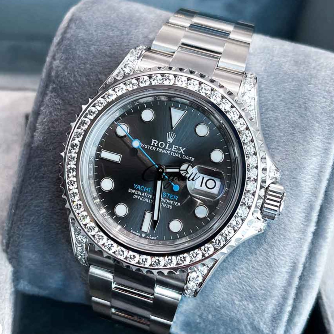 Rolex – Yacht-Master 40 – Oystersteel & Platinum – Oyster – Slate Dial – Custom Diamond-Set