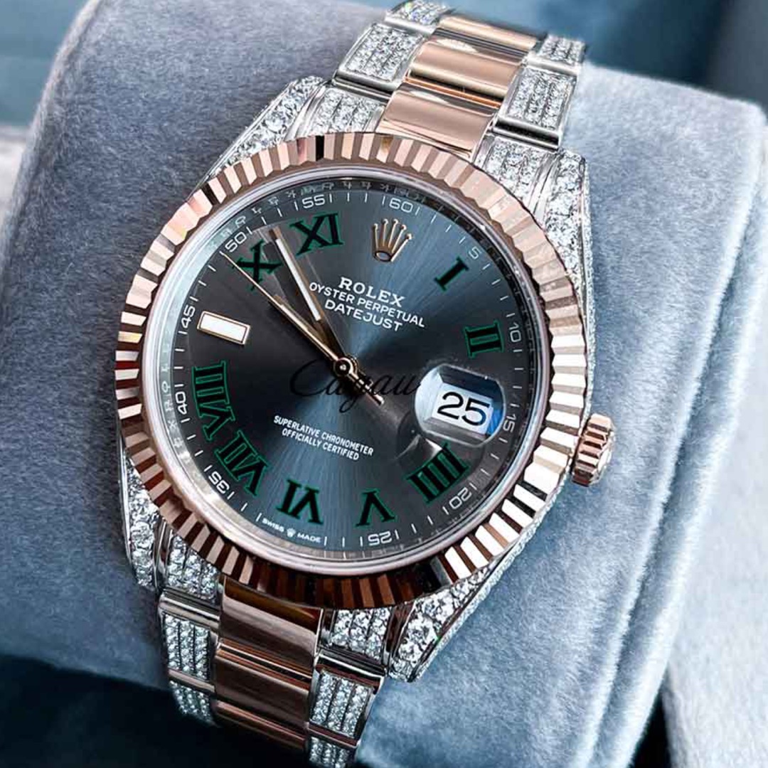 Rolex – Datejust 41 – Oystersteel & Everose Gold – Oyster – “Wimbledon Dial” – Custom Diamond-Set