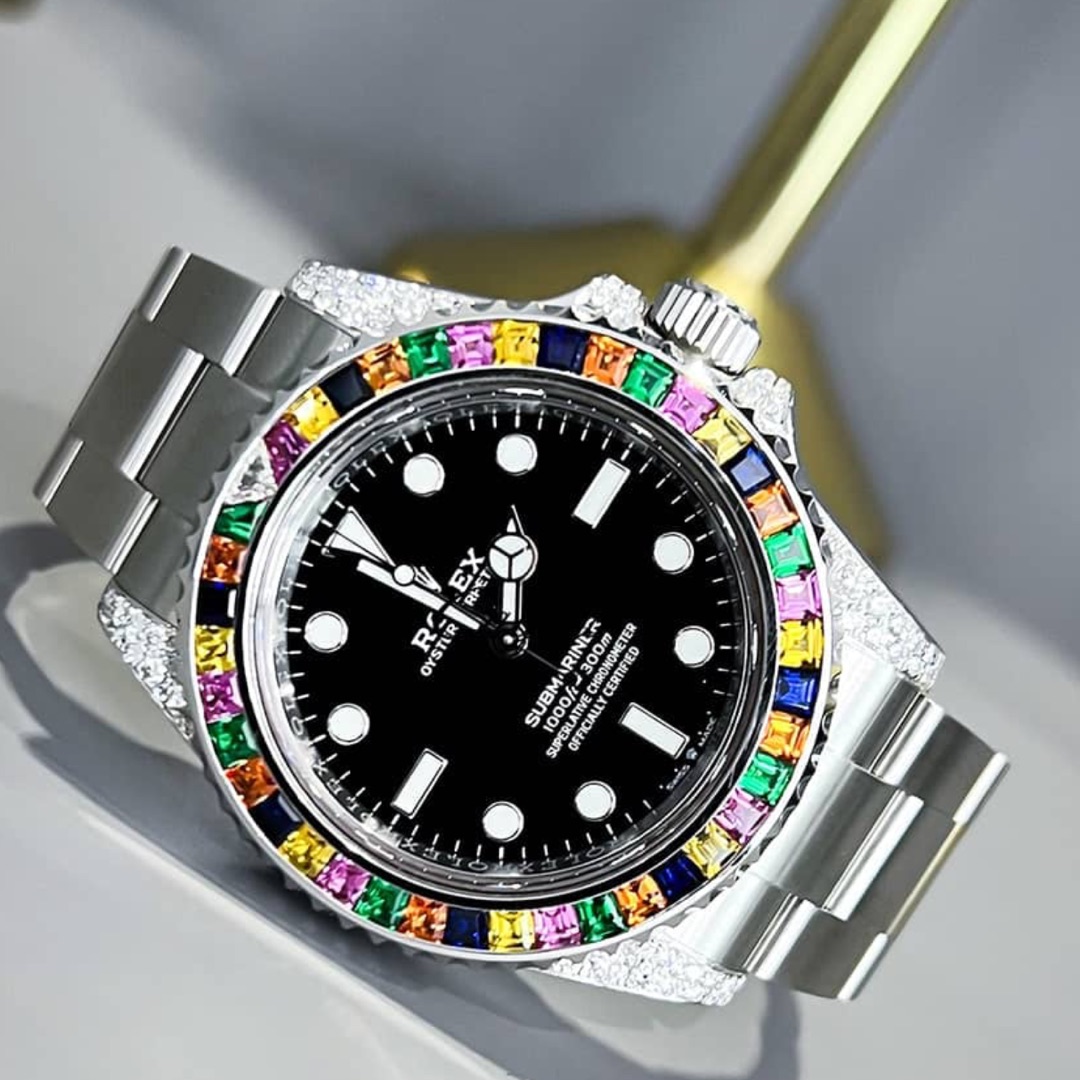 Rolex – Submariner – 41 mm – Oystersteel – Oyster – Black Dial – Custom Diamond-Set – “Haribo” Bezel
