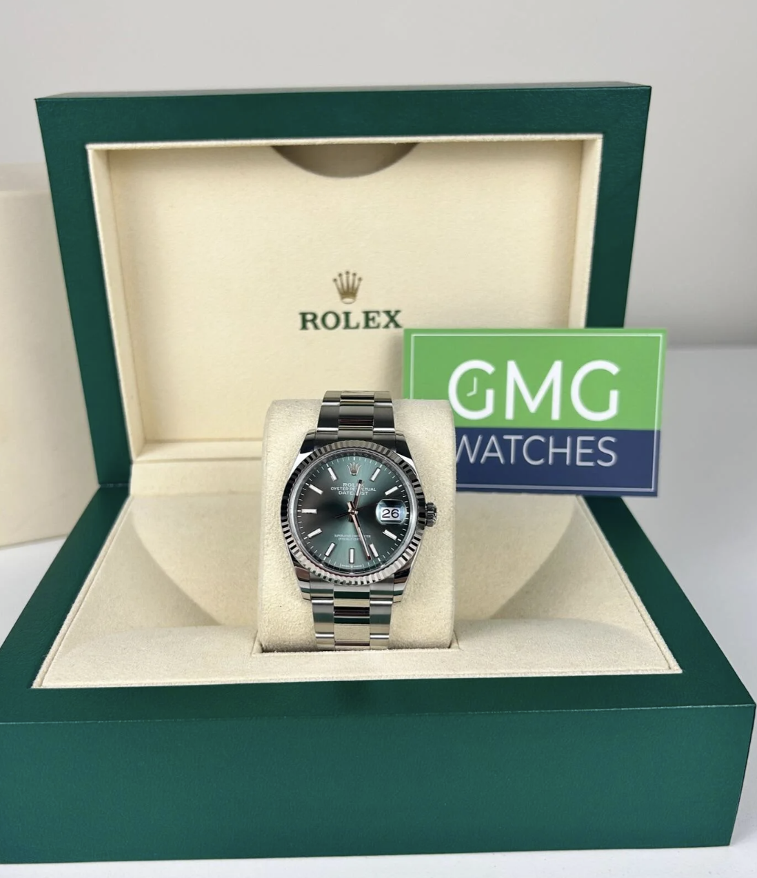 Rolex Datejust 36 Fluted Bezel Oyster Bracelet Mint Green Dial