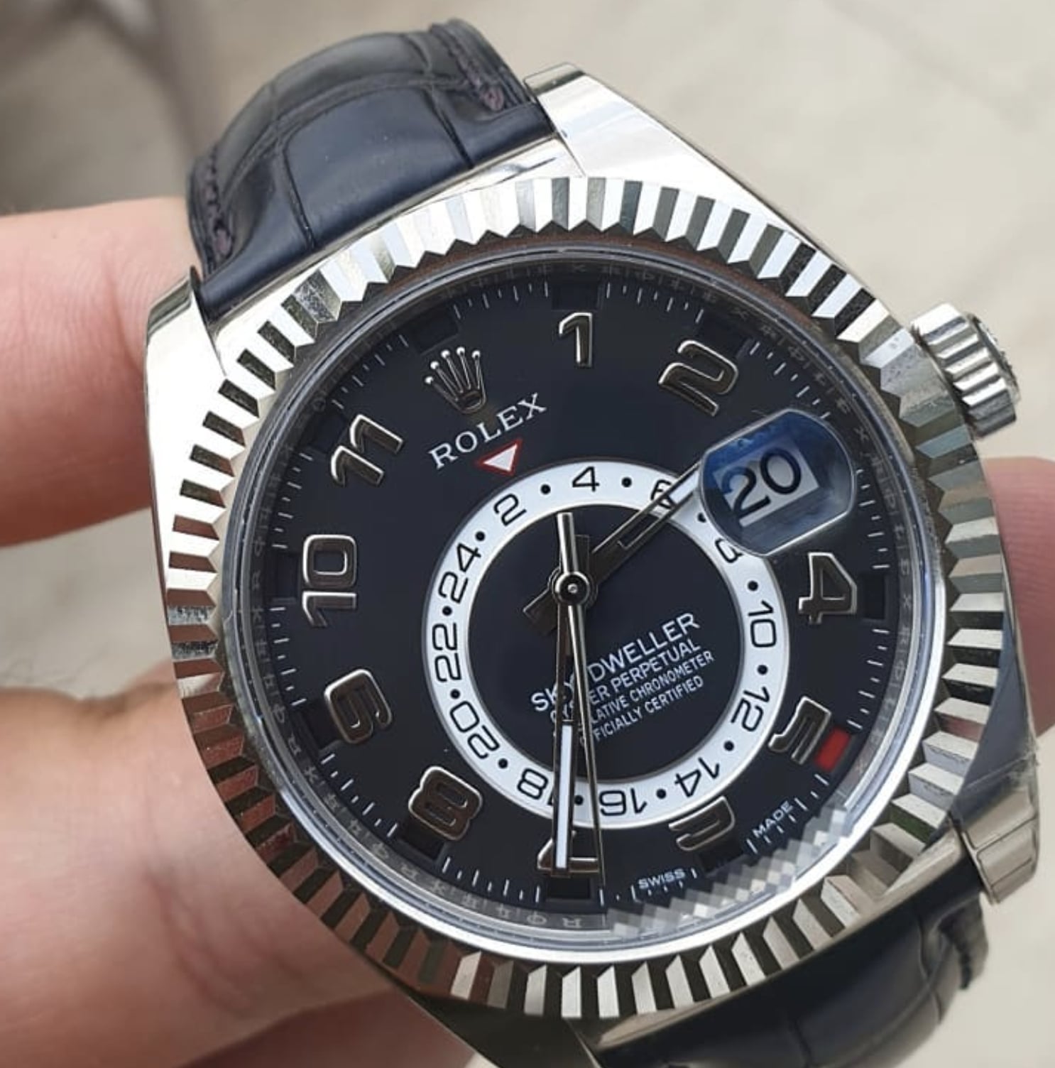 ROLEX SKY DWELLER WHITE GOLD BLACK DIAL